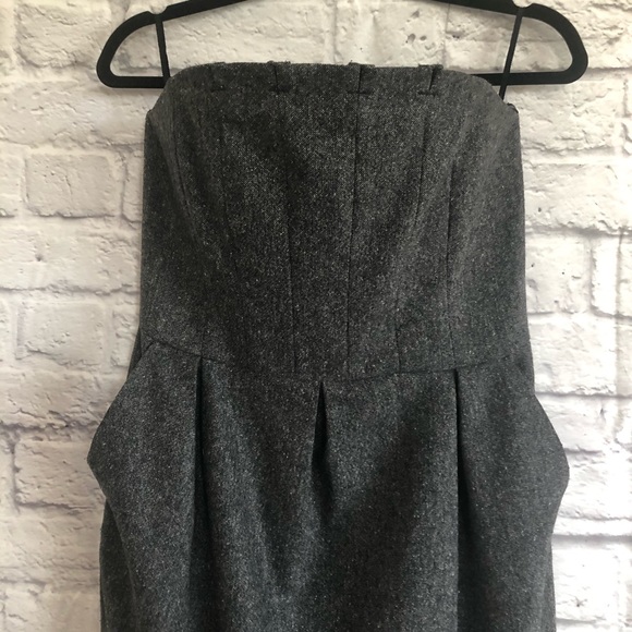 7 For All Mankind Gray Wool Strapless Mini Dress - Picture 3 of 8